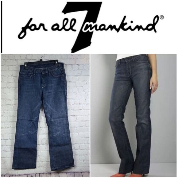 7 For All Mankind Jagger Dark Blue Jeans 7FAM Women's 29 Stretch Slim Fit Boot - Picture 10 of 13